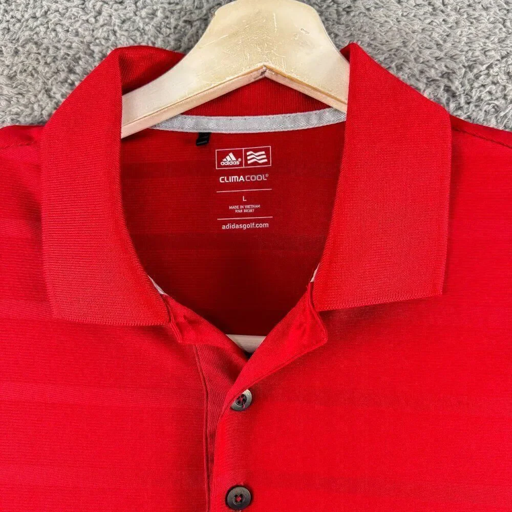 Adidas Golf Polo Shirt Mens Large Red Golfer Business‎ Casual Preppy Diamond Cup